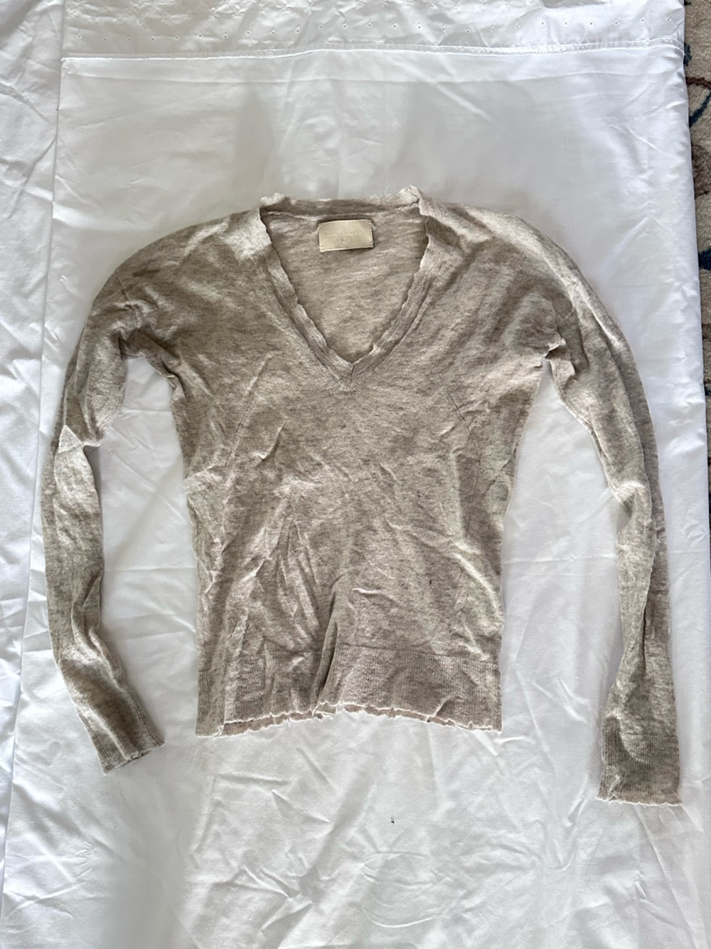 Zadig & Voltaire V-Neck Lightweight CASHMERE Beige Women's Sweater